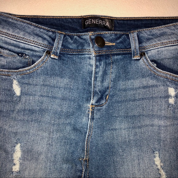 Distressed Denim Bermuda Skimmer Shorts NWOT - Picture 5 of 11